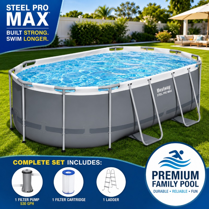 Pool Ladder Above Ground - Piscine hors sol ovale Bestway Steel