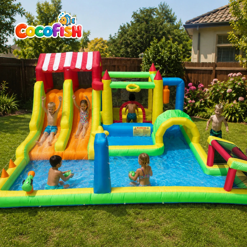 Water Slide Inflatable - Cocofish Parc aquatique d'été pour jardin,